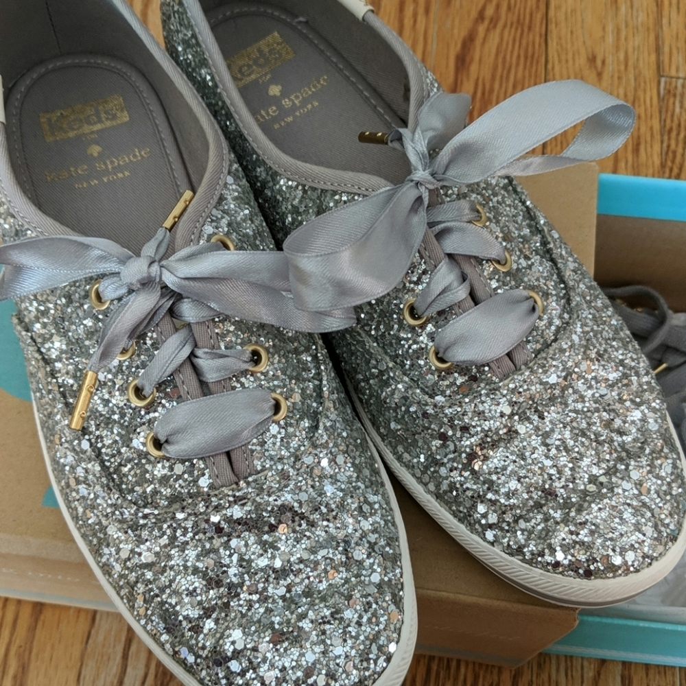 Kate Spade Silver Glitter Keds